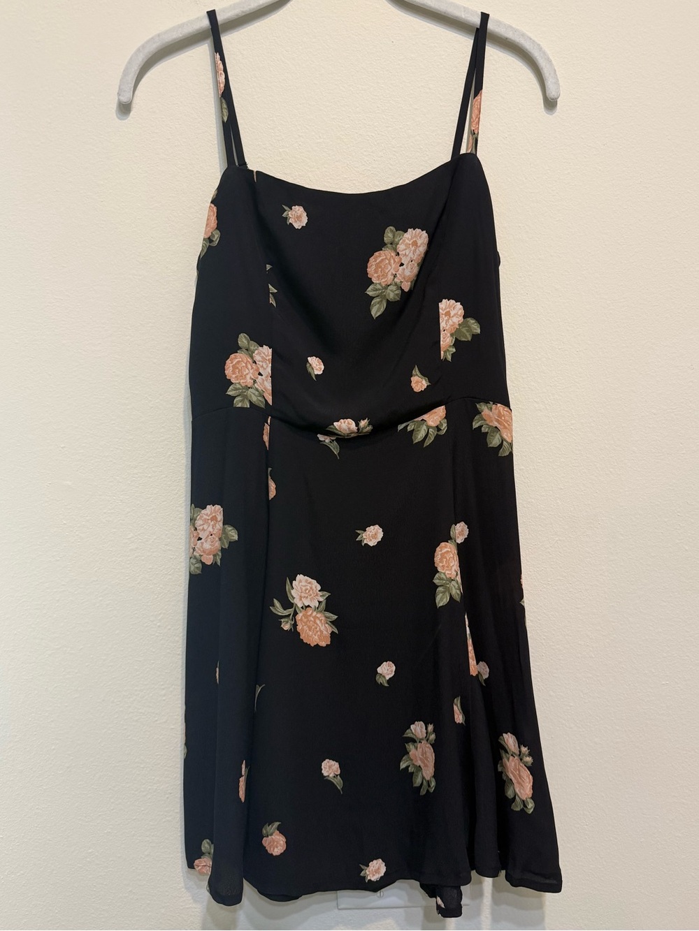 Reformation Black Mini Dress with Pink Floral Print